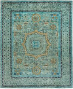 Tappeto Kairo Medaglione Verde Acqua Ocra 252x306 Cm