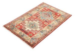 Tappeto Kazak Fine Geometrico Rosso Azzurro 63x97 Cm