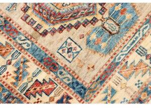 Tappeto Kazak Fine Geometrico Avorio Blu Corsia 75x252 Cm