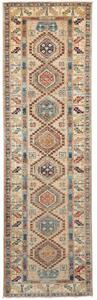 Tappeto Kazak Fine Geometrico Avorio Blu Corsia 75x252 Cm