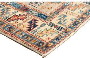 Tappeto Kazak Fine Geometrico Avorio Blu Corsia 75x252 Cm