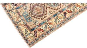 Tappeto Kazak Fine Geometrico Avorio Blu Corsia 75x252 Cm