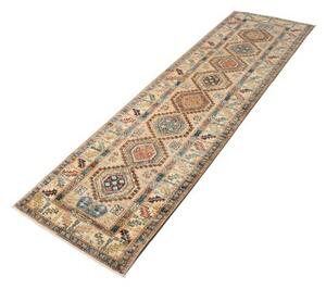 Tappeto Kazak Fine Geometrico Avorio Blu Corsia 75x252 Cm