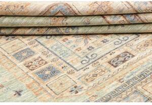 Tappeto Kazak Fine Geometrico Verde Salvia Beige 196x252 Cm