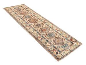 Tappeto Kazak Fine Geometrico Avorio Blu Corsia 75x252 Cm