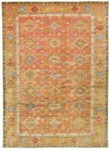 Tappeto Kazak Fine Geometrico Arancione Beige 262x356 Cm