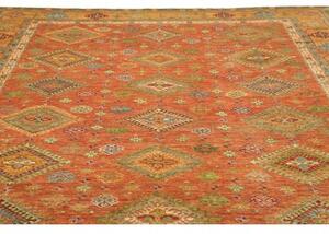 Tappeto Kazak Fine Geometrico Arancione Beige 262x356 Cm