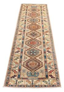 Tappeto Kazak Fine Geometrico Avorio Blu Corsia 75x252 Cm