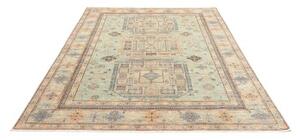 Tappeto Kazak Fine Geometrico Verde Salvia Beige 196x252 Cm