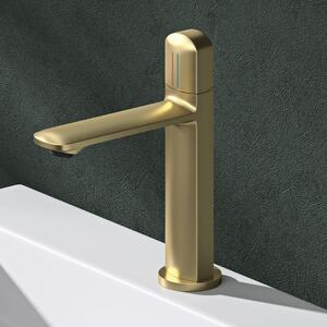 Mai & Mai rubinetto da bagno Rubinetto da bagno Miscelatore per lavabo Miscelatore monocomando Rubinetto da bagno in ottone con funzione di risparmio idrico Oro spazzolato 1190