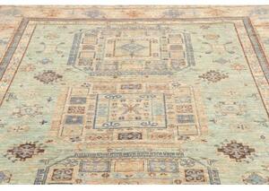 Tappeto Kazak Fine Geometrico Verde Salvia Beige 196x252 Cm