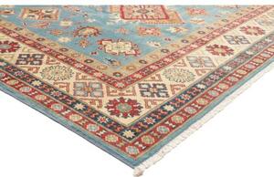 Tappeto Kazak Geometrico Celeste Rosso Mattone 198x293 Cm