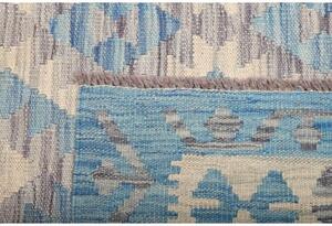 Tappeto Kilim Geometrico Celeste Avorio 127x189 Cm
