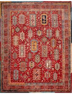 Tappeto Floralia Geometrico Rosso Azzurro 248x309 Cm