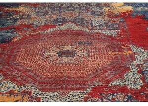 Tappeto Vintage Erased Medaglione Blu Rosso 267x355 Cm