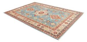 Tappeto Kazak Geometrico Celeste Rosso Mattone 198x293 Cm
