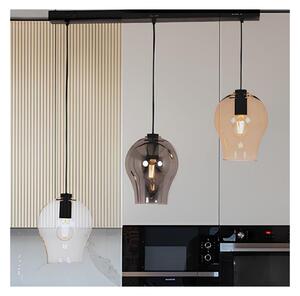 PAGODA SOSPENSIONE 3 LUCI LINEARE CON SFERE IN VETRO COLORATO E BASE IN METALLO NERO LAMPADINE ATTACCO E27