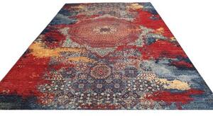 Tappeto Vintage Erased Medaglione Blu Rosso 267x355 Cm