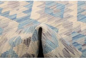 Tappeto Kilim Geometrico Celeste Avorio 127x189 Cm