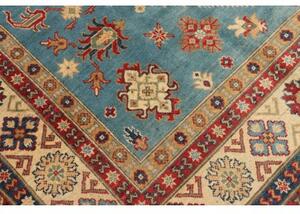 Tappeto Kazak Geometrico Celeste Rosso Mattone 198x293 Cm