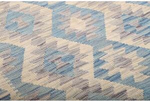 Tappeto Kilim Geometrico Celeste Avorio 127x189 Cm