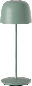 Lampada da tavolo touch a batteria in alluminio verde oliva LED SOPHIA OLIVE bianco dimmerabile H28cm