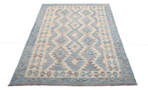 Tappeto Kilim Geometrico Celeste Avorio 127x189 Cm