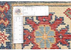 Tappeto Kazak Geometrico Celeste Rosso Mattone 198x293 Cm