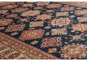 Tappeto Kazak Fine Geometrico Blu Scuro Beige 281x371 Cm