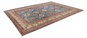 Tappeto Kazak Fine Geometrico Blu Rosso Mattone 276x368 Cm