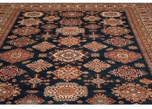 Tappeto Kazak Fine Geometrico Blu Scuro Beige 281x371 Cm