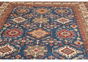 Tappeto Kazak Fine Geometrico Blu Rosso Mattone 276x368 Cm