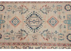Tappeto Kazak Stilizzato Beige Azzurro Corsia 83x292 Cm