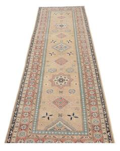 Tappeto Kazak Geometrico Beige Rosa Corsia 85x294 Cm