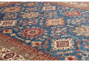 Tappeto Kazak Fine Geometrico Blu Rosso Mattone 276x368 Cm