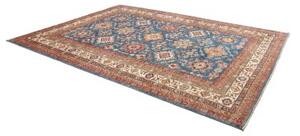 Tappeto Kazak Fine Geometrico Blu Rosso Mattone 276x368 Cm