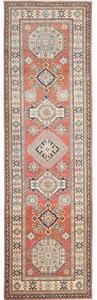 Tappeto Kazak Geometrico Rosso Mattone Avorio Corsia 80x289 Cm