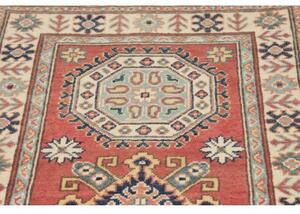Tappeto Kazak Geometrico Rosso Mattone Avorio Corsia 80x289 Cm