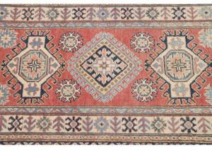 Tappeto Kazak Geometrico Rosso Mattone Avorio Corsia 80x289 Cm