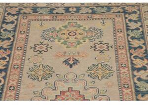 Tappeto Kazak Stilizzato Avorio Blu Corsia 85x287 Cm