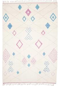 Tappeto Berbero Geometrico Avorio Azzurro 218x325 Cm