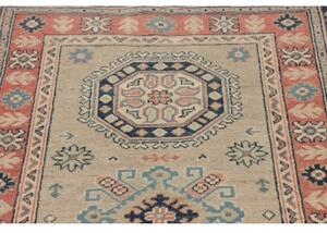 Tappeto Kazak Geometrico Beige Rosso Corallo Corsia 83x300 Cm