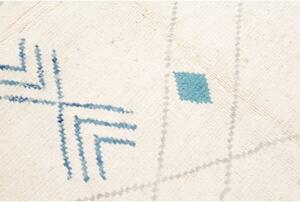 Tappeto Berbero Geometrico Avorio Azzurro 218x325 Cm