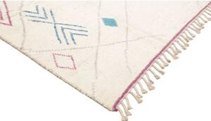 Tappeto Berbero Geometrico Avorio Azzurro 218x325 Cm