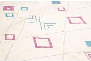 Tappeto Berbero Geometrico Avorio Azzurro 218x325 Cm