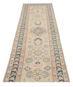 Tappeto Kazak Stilizzato Avorio Blu Corsia 85x287 Cm
