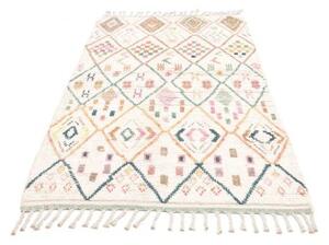 Tappeto Berbero Geometrico Avorio Multicolore 124x208 Cm