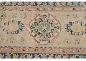 Tappeto Kazak Stilizzato Avorio Blu Corsia 85x287 Cm