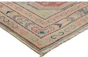 Tappeto Kazak Geometrico Grigio Chiaro Rosso Corsia 82x286 Cm