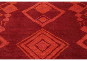 Tappeto Berbero Geometrico Rosso Scuro Arancione 231x302 Cm